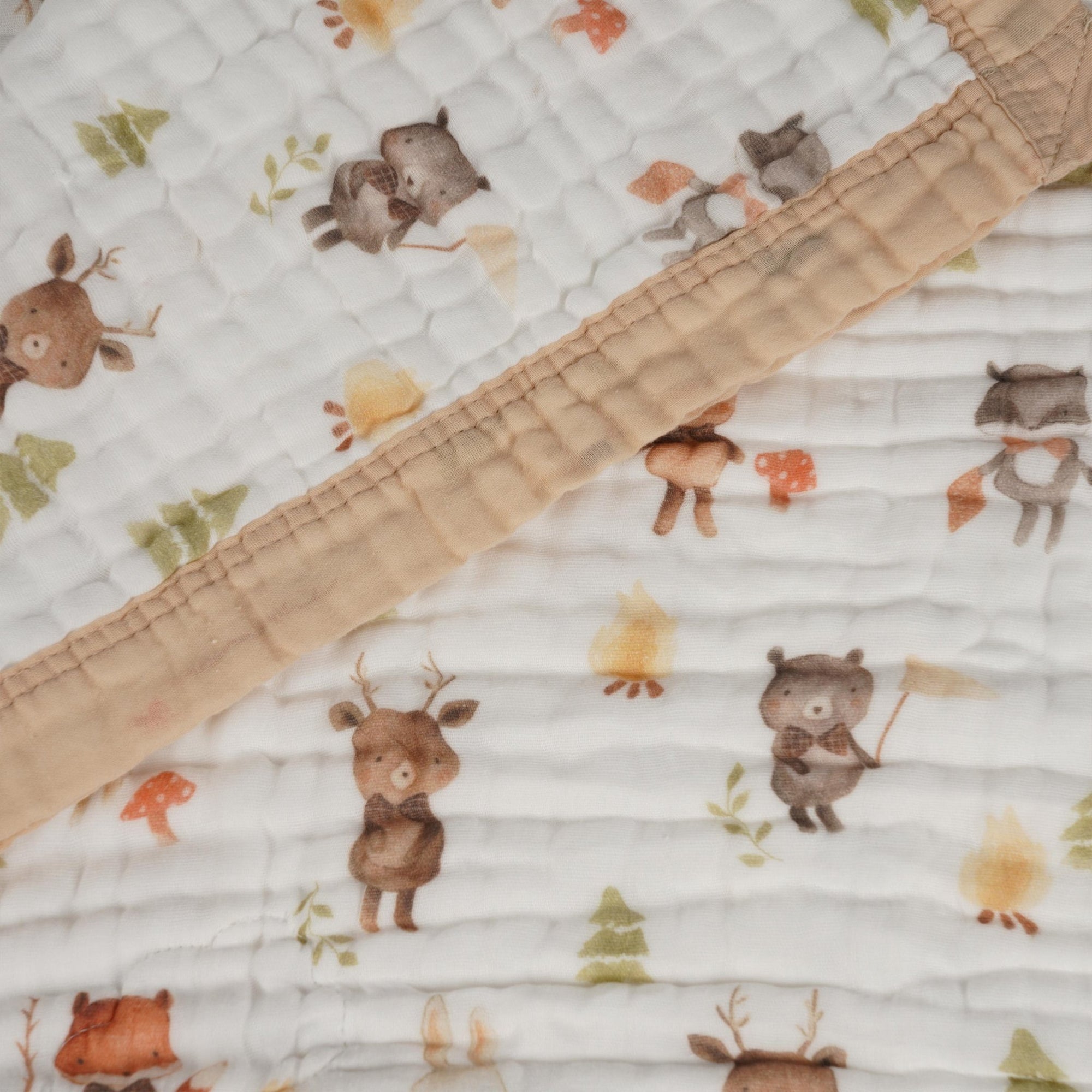 Nachiketa 'Forest Friends' Gender Neutral Baby Blanket, Organic Cotton Muslin Baby Blanket, Baby Essentials, Baby Blankets for Boys and Girls, Toddler Quilt, Nursery Quilt, Stroller Blanket, Cute Baby Blankets