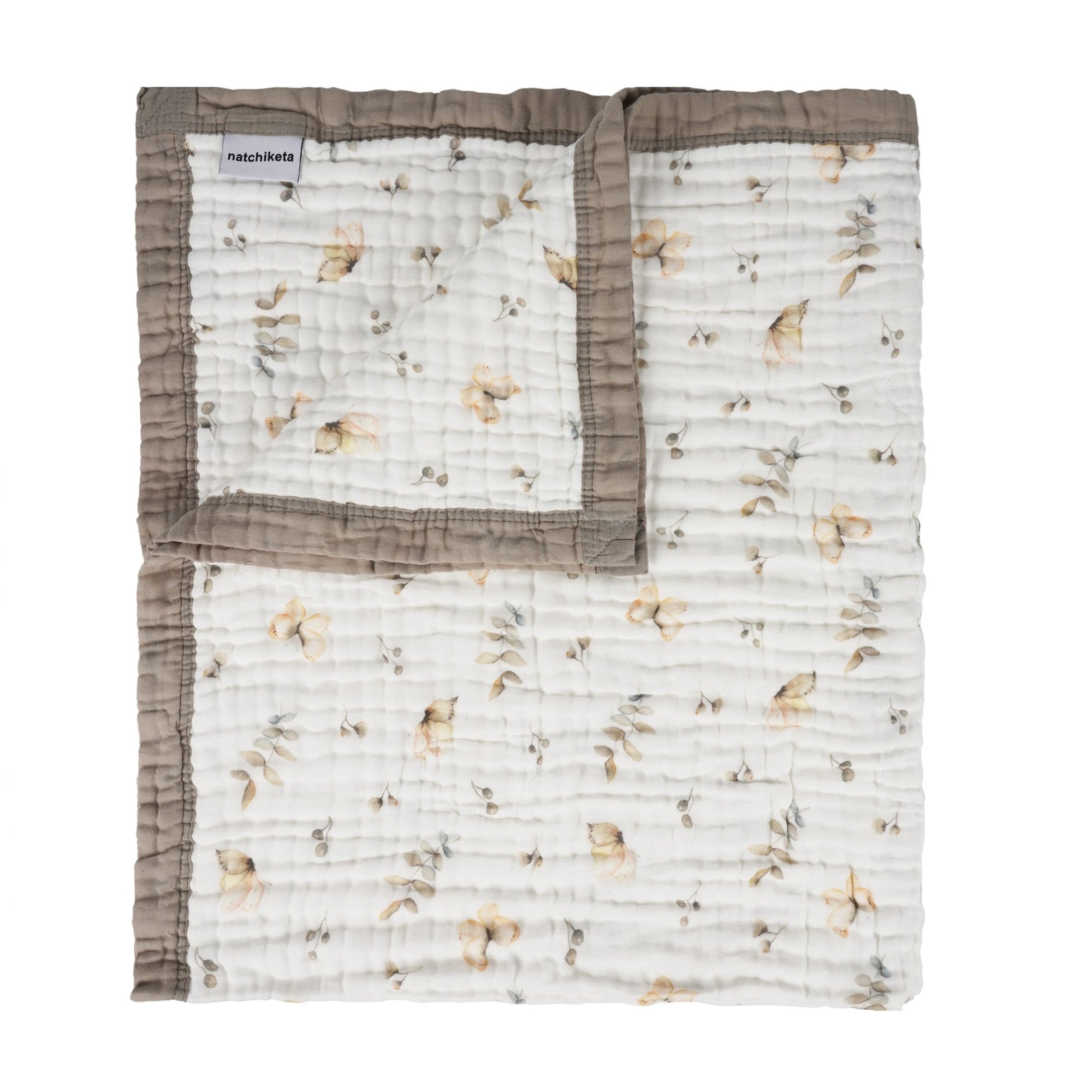 Luxury Baby Shower Gift, Gender Neutral Baby Blanket, Organic Cotton Muslin Baby Blanket, Baby Essentials, Baby Blankets for Boys and Girls, Toddler Quilt, Nursery Quilt, Stroller Blanket, Cute Baby Blankets Neutral Floral