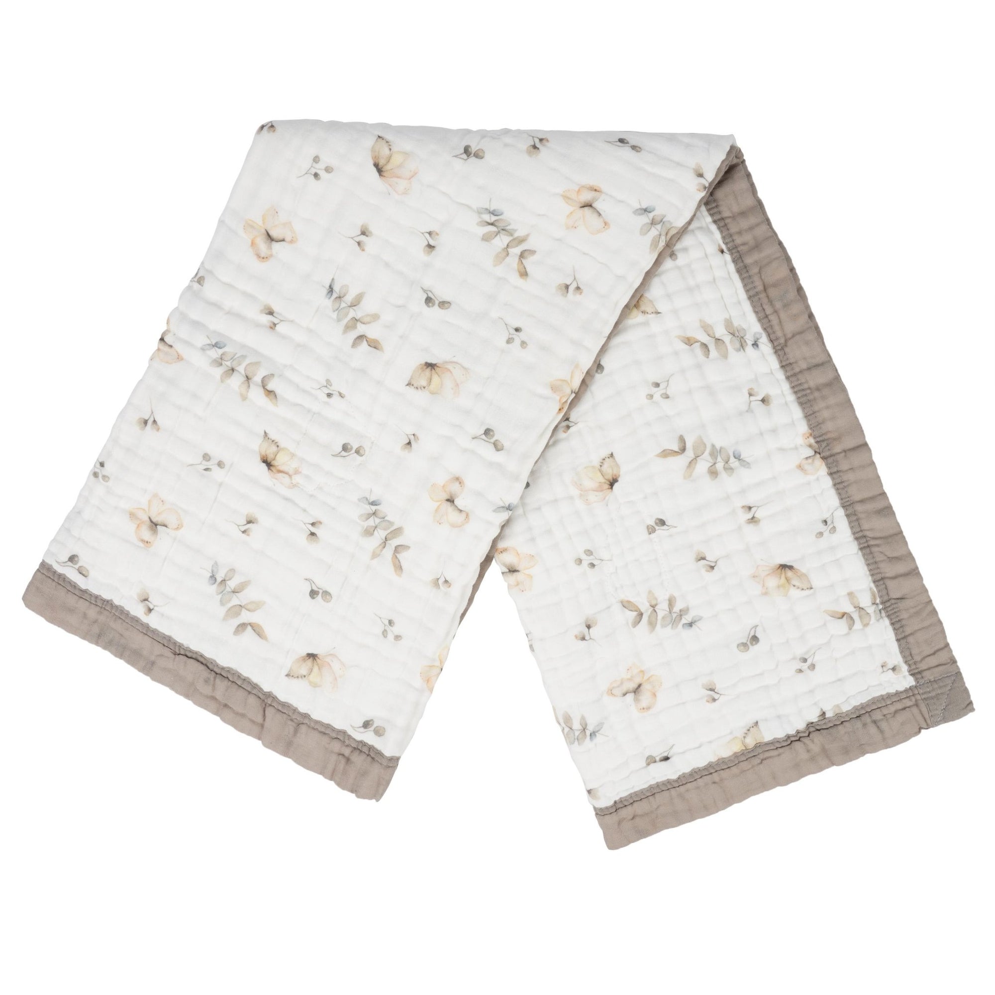 Nachiketa 'Neutral Floral'  Luxury Baby Shower Gift, Gender Neutral Baby Blanket, Organic Cotton Muslin Baby Blanket, Baby Essentials, Baby Blankets for Boys and Girls, Toddler Quilt, Nursery Quilt, Stroller Blanket, Cute Baby Blankets
