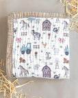 Organic Cotton Muslin Baby Quilts by Natchiketa in Farm Print