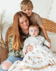 Nachiketa 'Forest Friends' 100% Organic Cotton Baby & Toddler Blanket – Super Soft Baby Blanket, Luxury Baby Shower Gift, Gender Neutral Baby Blanket, Organic Cotton Muslin Baby Blanket, Baby Essentials, Baby Blankets for Boys and Girls, Toddler Quilt, Nursery Quilt, Stroller Blanket, Cute Baby Blankets