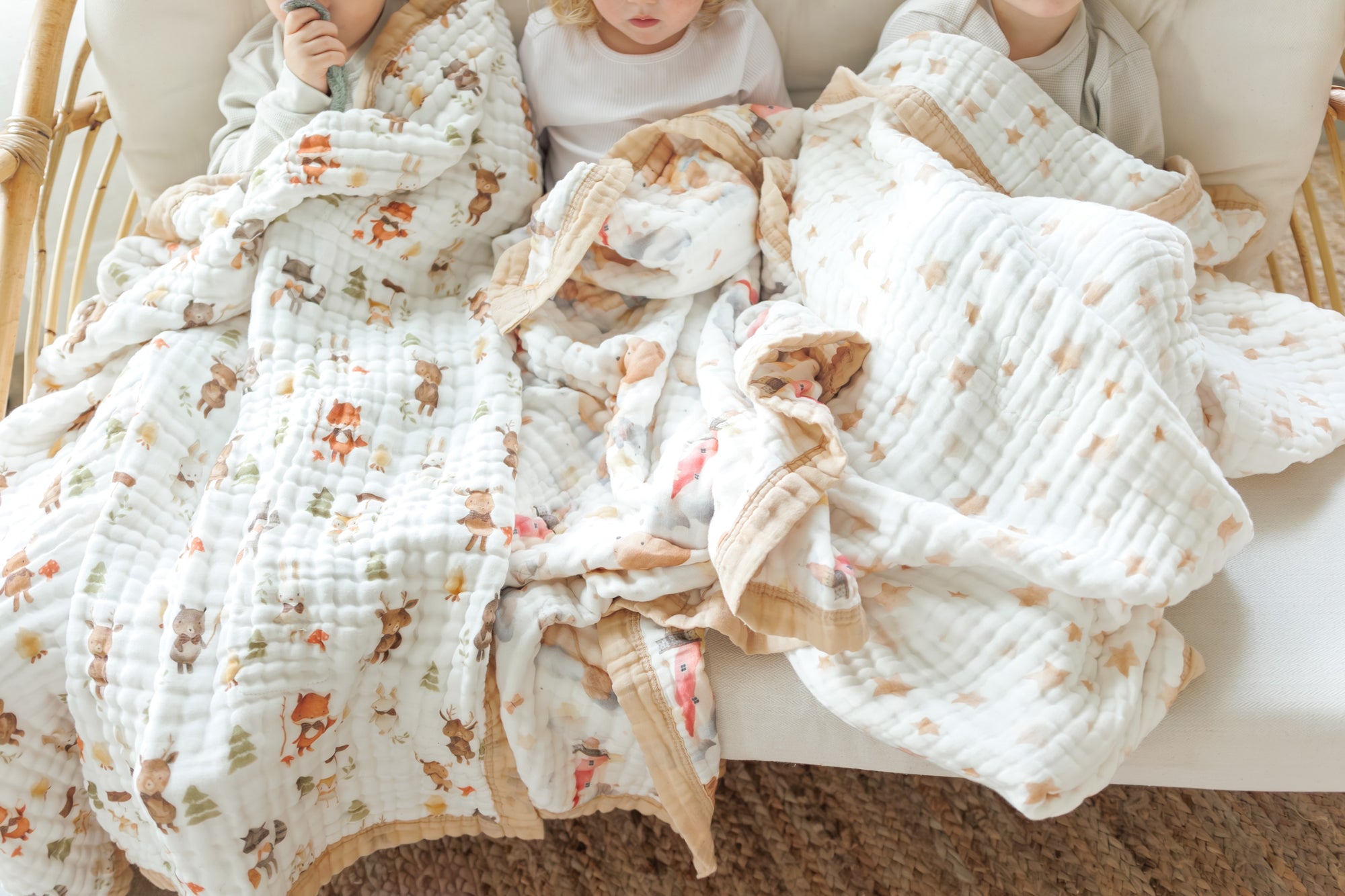 Organic Cotton Muslin Baby Blankets by Natchiketa in multiple prints