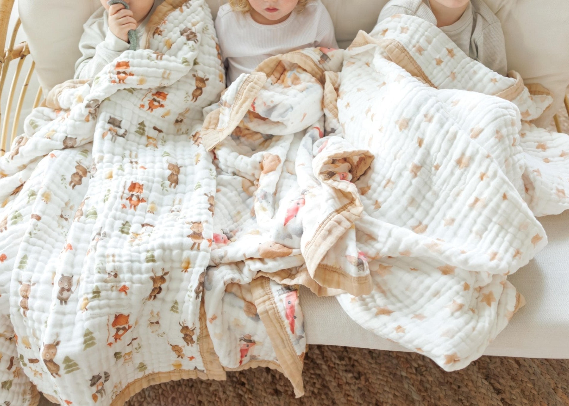 Nachiketa 'Forest Friends' 100% Organic Cotton Baby & Toddler Blanket – Super Soft Baby Blanket, Luxury Baby Shower Gift, Gender Neutral Baby Blanket, Organic Cotton Muslin Baby Blanket, Baby Essentials, Baby Blankets for Boys and Girls, Toddler Quilt, Nursery Quilt, Stroller Blanket, Cute Baby Blankets