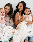 Pastel Floral and Neutral dot Baby Blankets By Natchiketa