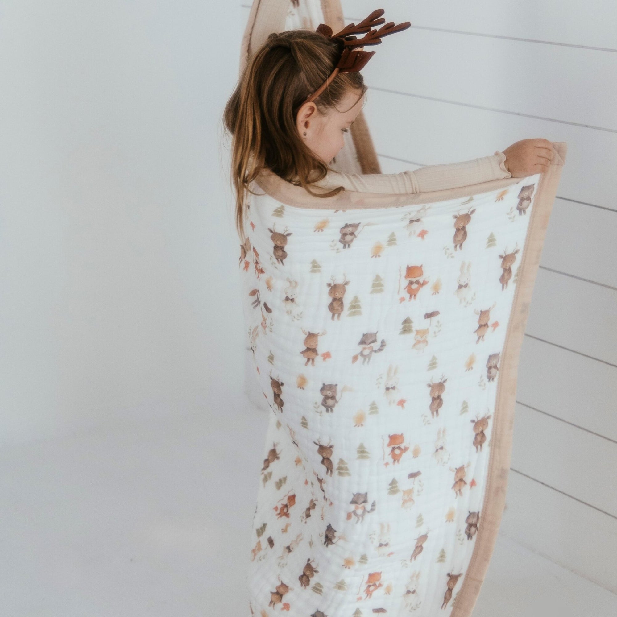 Toddler Blankets in Organic Cotton Muslin by Natchiketa in Forest Friends Print