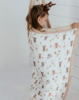 Toddler Blankets in Organic Cotton Muslin by Natchiketa in Forest Friends Print