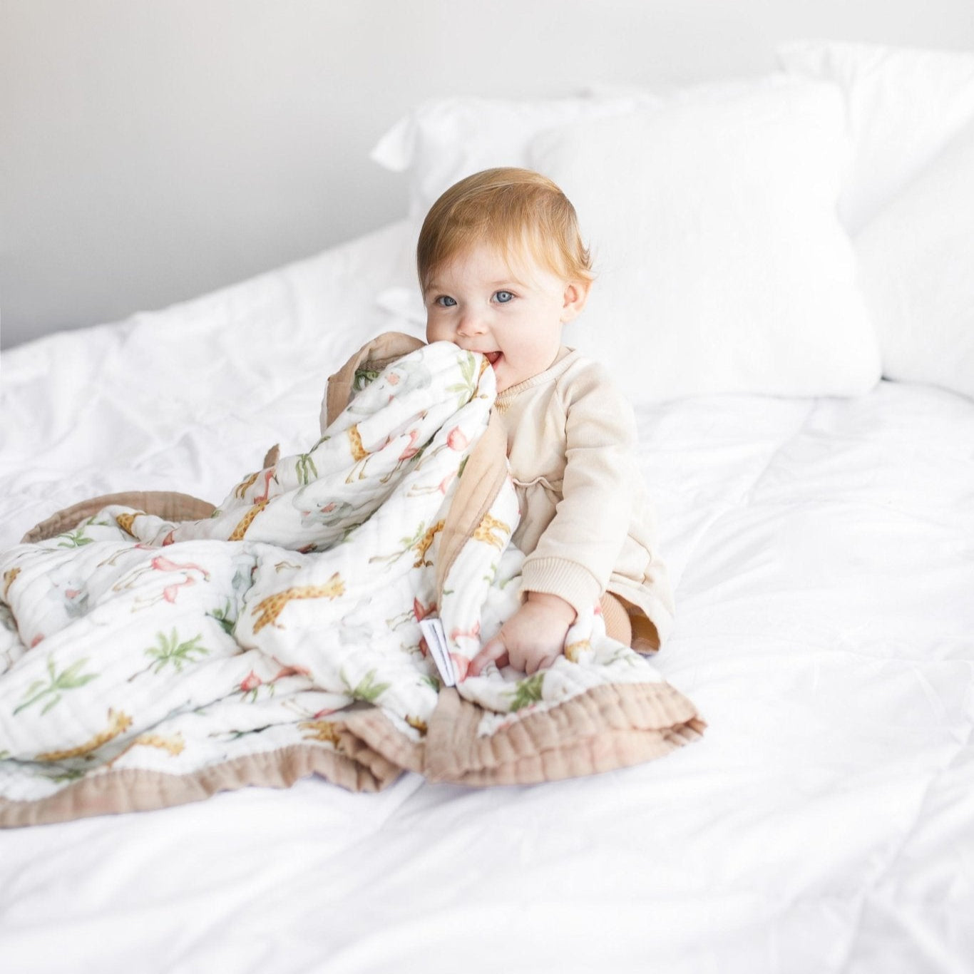 Nachiketa 'Jungle' 100% Organic Cotton Baby & Toddler Blanket – Super Soft Baby Blanket, Luxury Baby Shower Gift, Gender Neutral Baby Blanket, Organic Cotton Muslin Baby Blanket, Baby Essentials, Baby Blankets for Boys and Girls, Toddler Quilt, Nursery Quilt, Stroller Blanket, Cute Baby Blankets