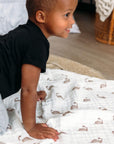 Nachiketa 'Dinosaur' 100% Organic Cotton Baby & Toddler Blanket – Super Soft Baby Blanket, Luxury Baby Shower Gift, Gender Neutral Baby Blanket, Organic Cotton Muslin Baby Blanket, Baby Essentials, Baby Blankets for Boys and Girls, Toddler Quilt, Nursery Quilt, Stroller Blanket, Cute Baby Blankets
