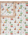 Organic Cotton Muslin Baby Blanket Pirate Animals