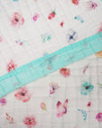 Organic Cotton Muslin Baby Blankets by Natchiketa Pastel Floral Pattern