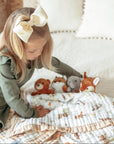 Kids Blankets Organic Cotton Muslin Natchiketa in Forest Friends Print