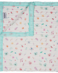 Cotton Muslin baby blankets pastel floral Natchiketa