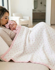 Organic Cotton Baby Blanket | Toddler Quilt "Pink Bows"