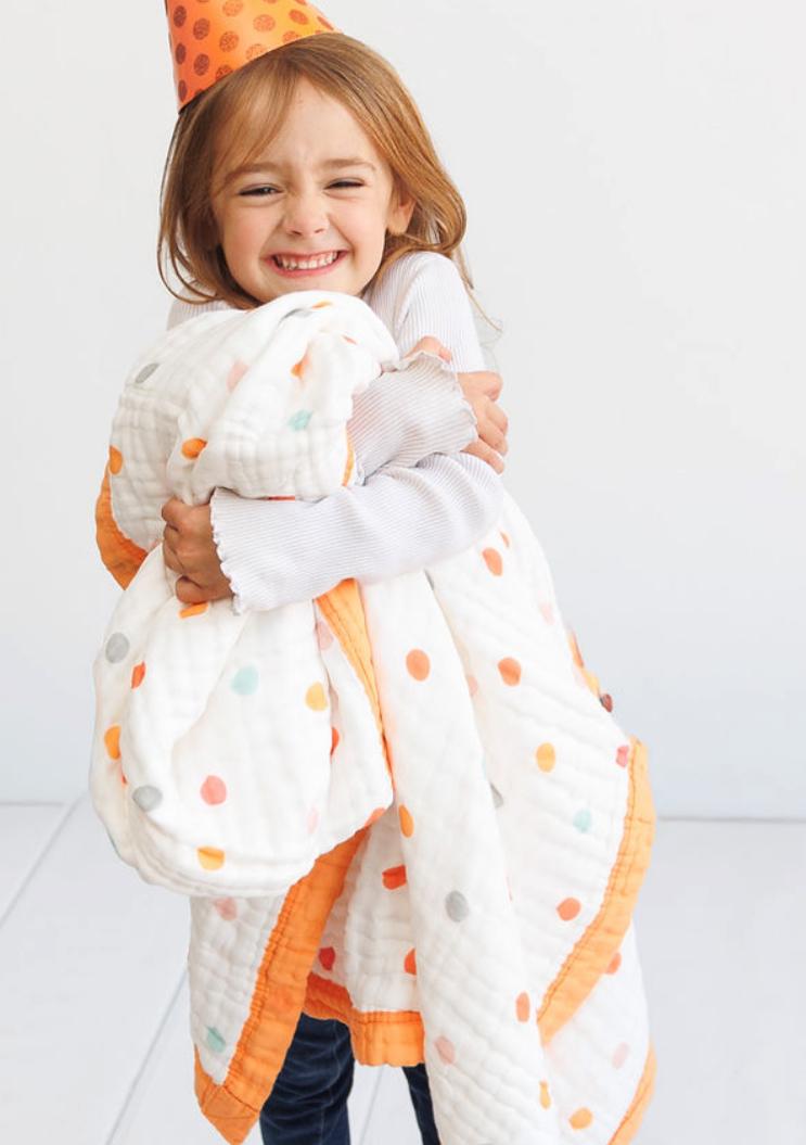 Nachiketa 'Bright Dot' 100% Organic Cotton Baby & Toddler Blanket – Toddler Quilt, Nursery Quilt, Stroller Blanket, Cute Baby Blankets
