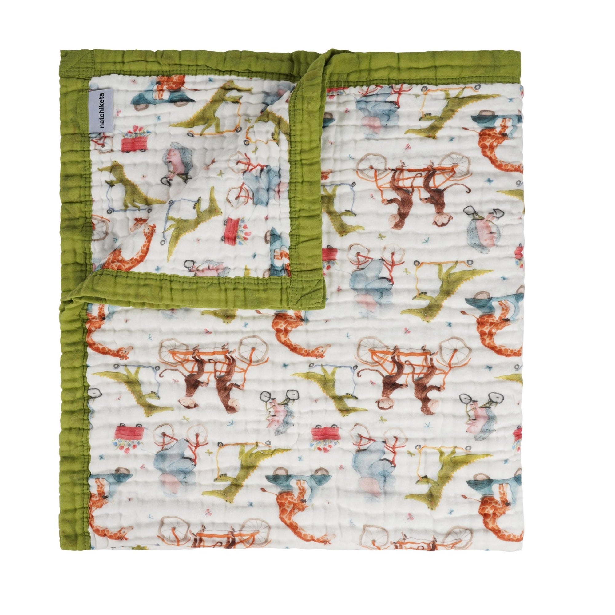 Nachiketa 'Gator on The Go' 100% Organic Cotton Baby & Toddler Blanket – Super Soft Baby Blanket, Luxury Baby Shower Gift, Gender Neutral Baby Blanket, Organic Cotton Muslin Baby Blanket, Baby Essentials, Baby Blankets for Boys and Girls, Toddler Quilt, Nursery Quilt, Stroller Blanket, Cute Baby Blankets