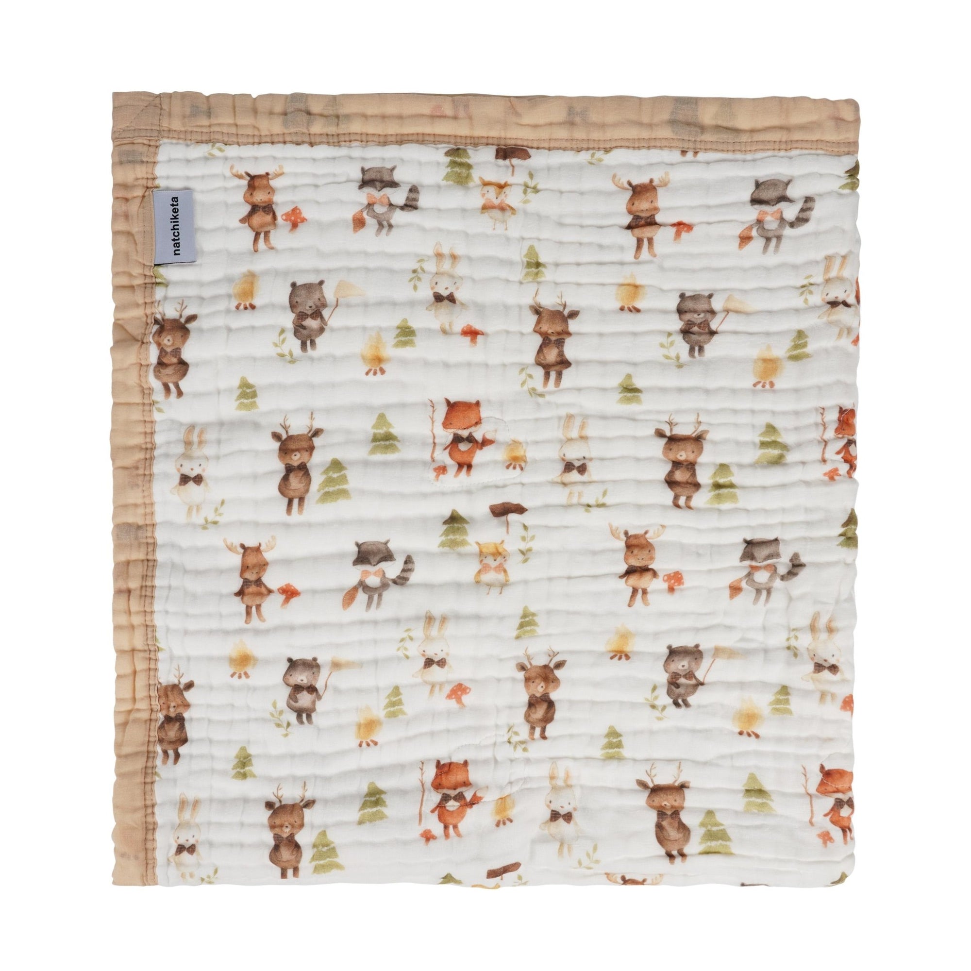 Nachiketa &#39;Forest Friends&#39; 100% Organic Cotton Baby &amp; Toddler Blanket – Super Soft Baby Blanket, Luxury Baby Shower Gift, Gender Neutral Baby Blanket, Organic Cotton Muslin Baby Blanket, Baby Essentials, Baby Blankets for Boys and Girls, Toddler Quilt, Nursery Quilt, Stroller Blanket, Cute Baby Blankets