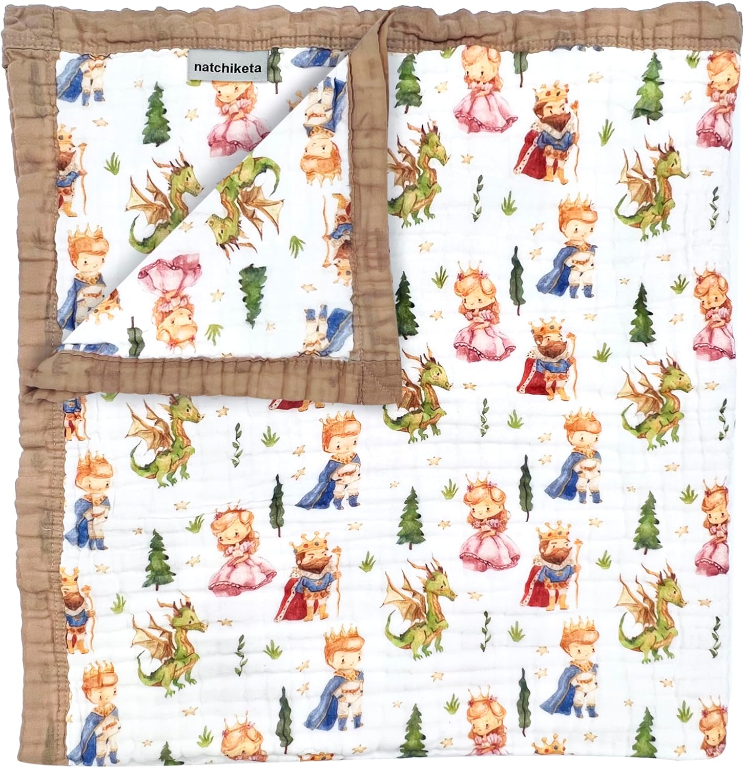 Nachiketa 'Fairytale' 100% Organic Cotton Baby & Toddler Blanket – Super Soft Baby Blanket, Luxury Baby Shower Gift, Gender Neutral Baby Blanket, Organic Cotton Muslin Baby Blanket, Baby Essentials, Baby Blankets for Boys and Girls, Toddler Quilt, Nursery Quilt, Stroller Blanket, Cute Baby Blankets