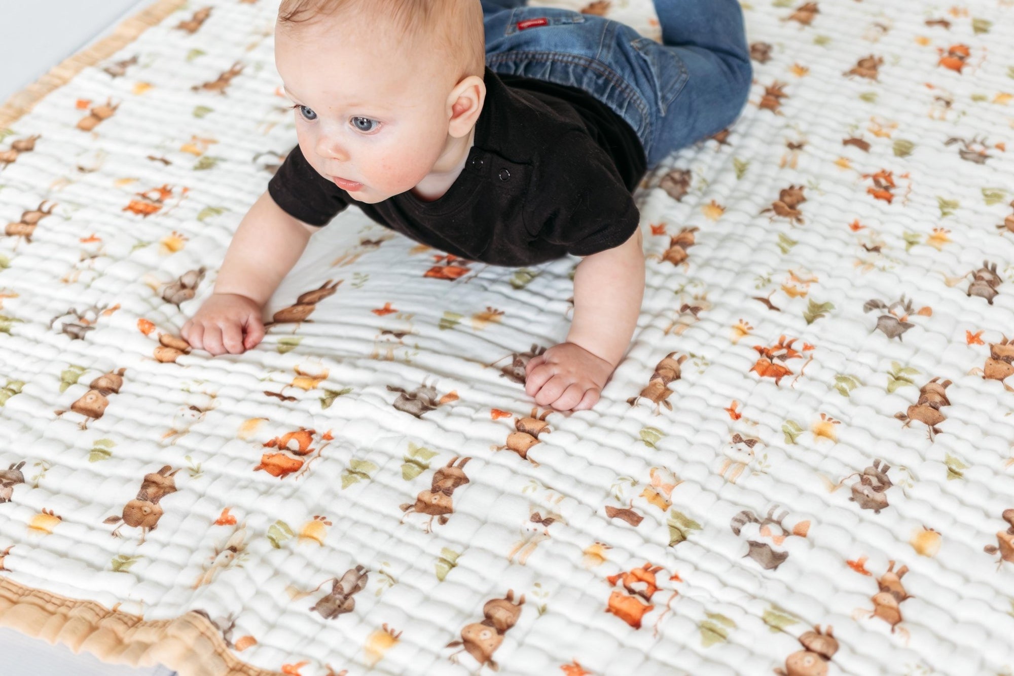 Nachiketa &#39;Forest Friends&#39; 100% Organic Cotton Baby &amp; Toddler Blanket – Super Soft Baby Blanket, Luxury Baby Shower Gift, Gender Neutral Baby Blanket, Organic Cotton Muslin Baby Blanket, Baby Essentials, Baby Blankets for Boys and Girls, Toddler Quilt, Nursery Quilt, Stroller Blanket, Cute Baby Blankets