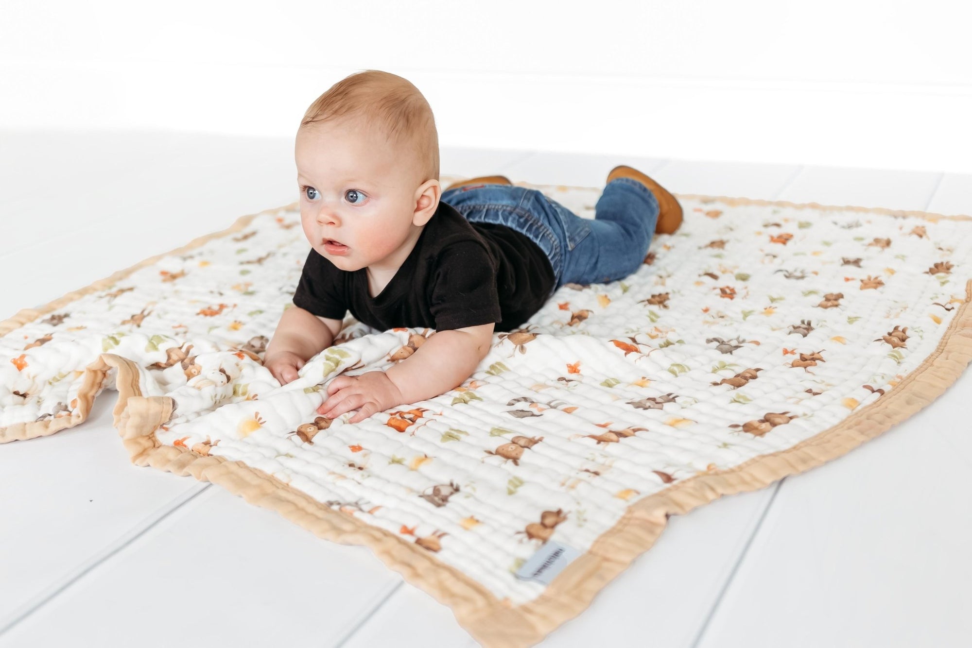 Nachiketa &#39;Forest Friends&#39; 100% Organic Cotton Baby &amp; Toddler Blanket – Super Soft Baby Blanket, Luxury Baby Shower Gift, Gender Neutral Baby Blanket, Organic Cotton Muslin Baby Blanket, Baby Essentials, Baby Blankets for Boys and Girls, Toddler Quilt, Nursery Quilt, Stroller Blanket, Cute Baby Blankets