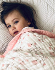 Organic Cotton Baby Blanket | Toddler Quilt "Cherry Blossoms"