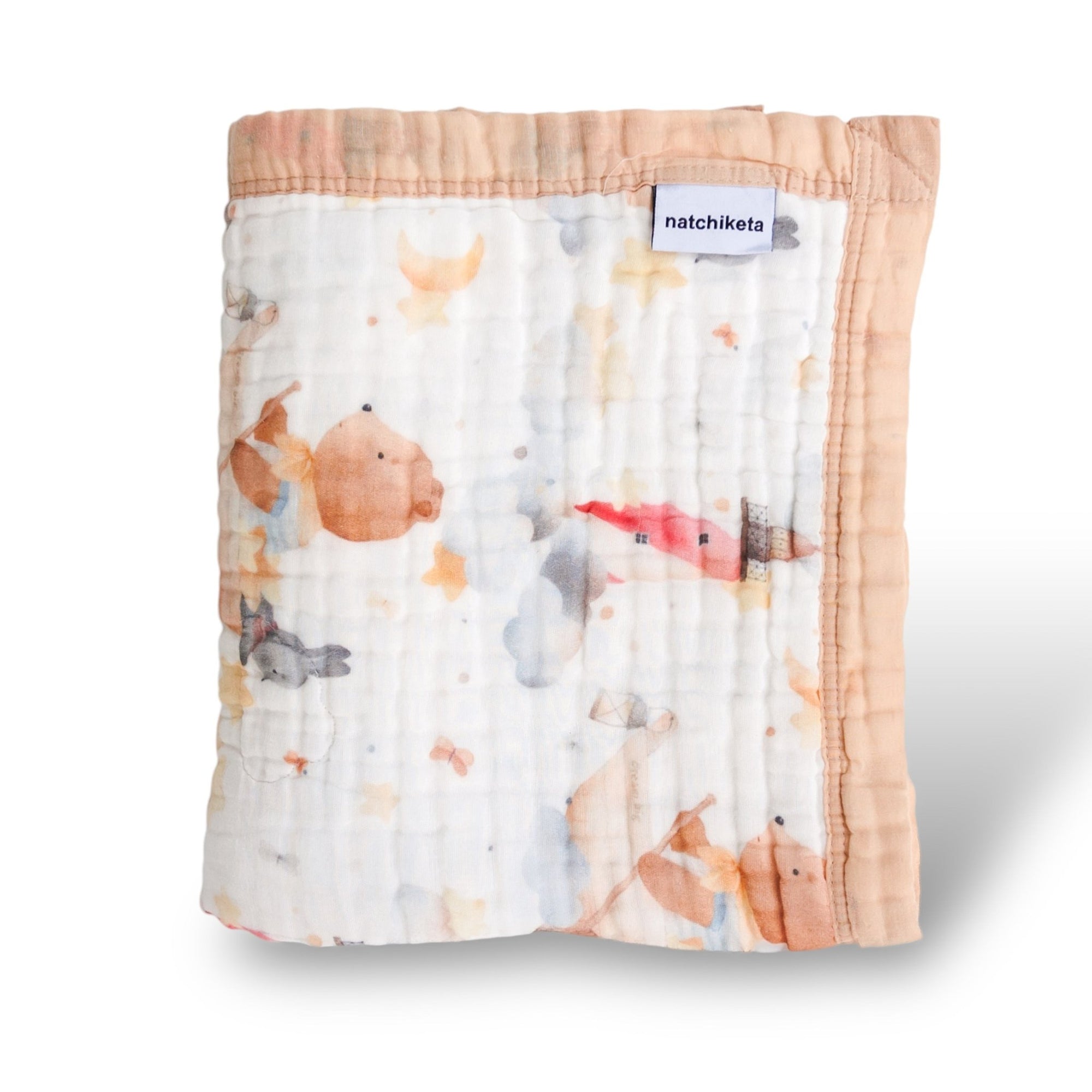 Nachiketa 'Dream Big' 100% Organic Cotton Baby & Toddler Blanket – Super Soft Baby Blanket, Luxury Baby Shower Gift, Gender Neutral Baby Blanket, Organic Cotton Muslin Baby Blanket, Baby Essentials, Baby Blankets for Boys and Girls, Toddler Quilt, Nursery Quilt, Stroller Blanket, Cute Baby Blankets