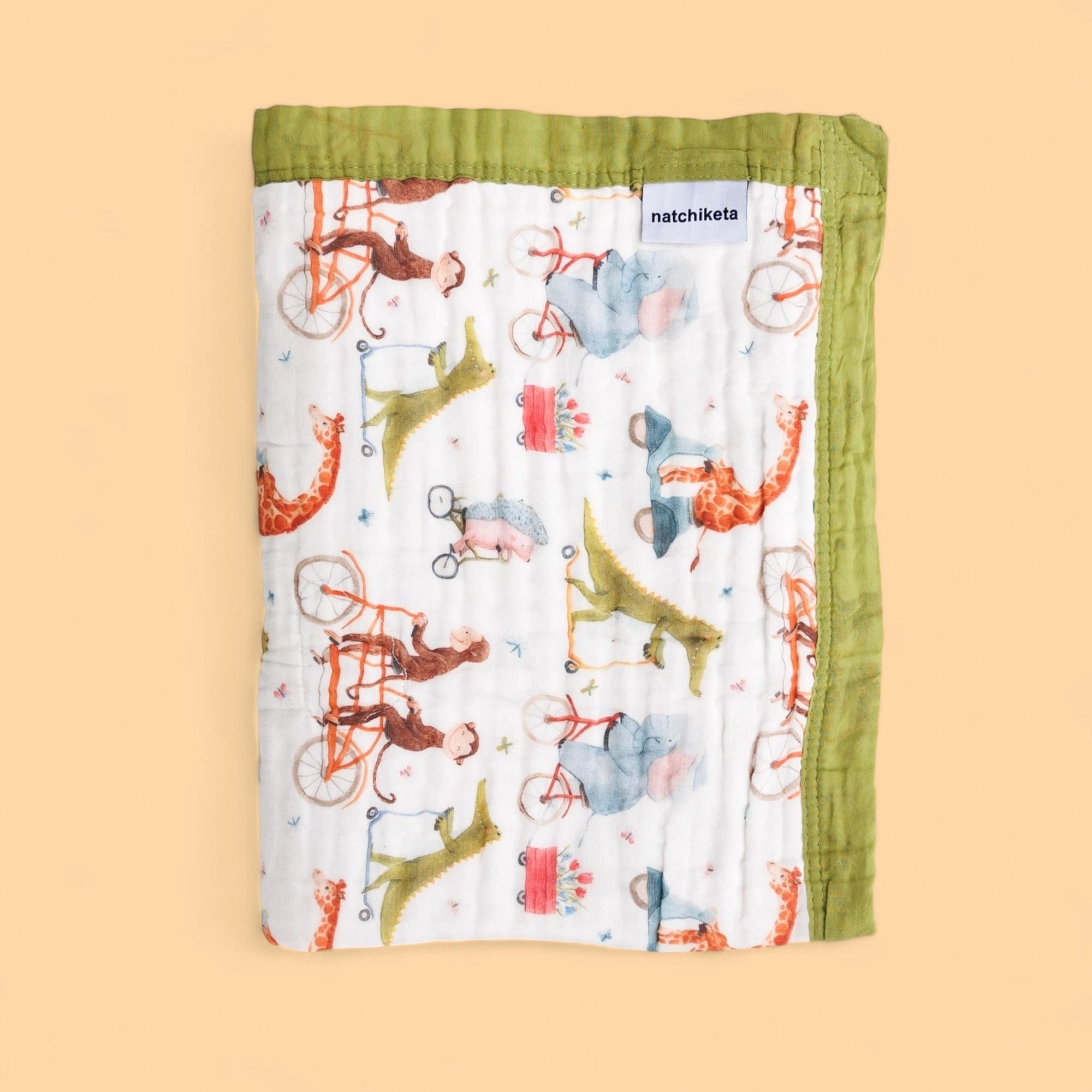 Nachiketa 'Gator on The Go' 100% Organic Cotton Baby & Toddler Blanket – Super Soft Baby Blanket, Luxury Baby Shower Gift, Gender Neutral Baby Blanket, Organic Cotton Muslin Baby Blanket, Baby Essentials, Baby Blankets for Boys and Girls, Toddler Quilt, Nursery Quilt, Stroller Blanket, Cute Baby Blankets