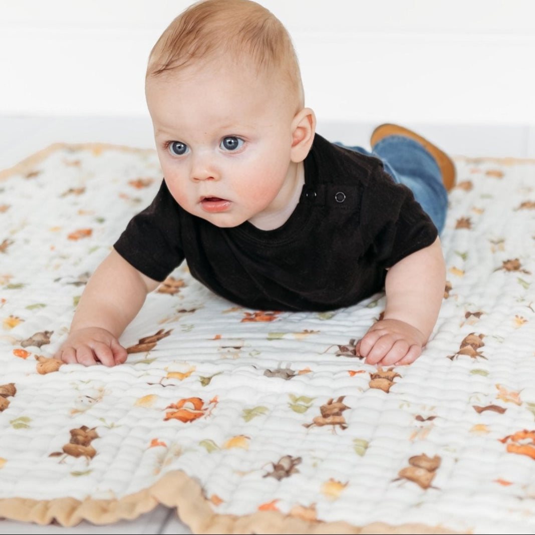 Nachiketa &#39;Forest Friends&#39; 100% Organic Cotton Baby &amp; Toddler Blanket – Super Soft Baby Blanket, Luxury Baby Shower Gift, Gender Neutral Baby Blanket, Organic Cotton Muslin Baby Blanket, Baby Essentials, Baby Blankets for Boys and Girls, Toddler Quilt, Nursery Quilt, Stroller Blanket, Cute Baby Blankets
