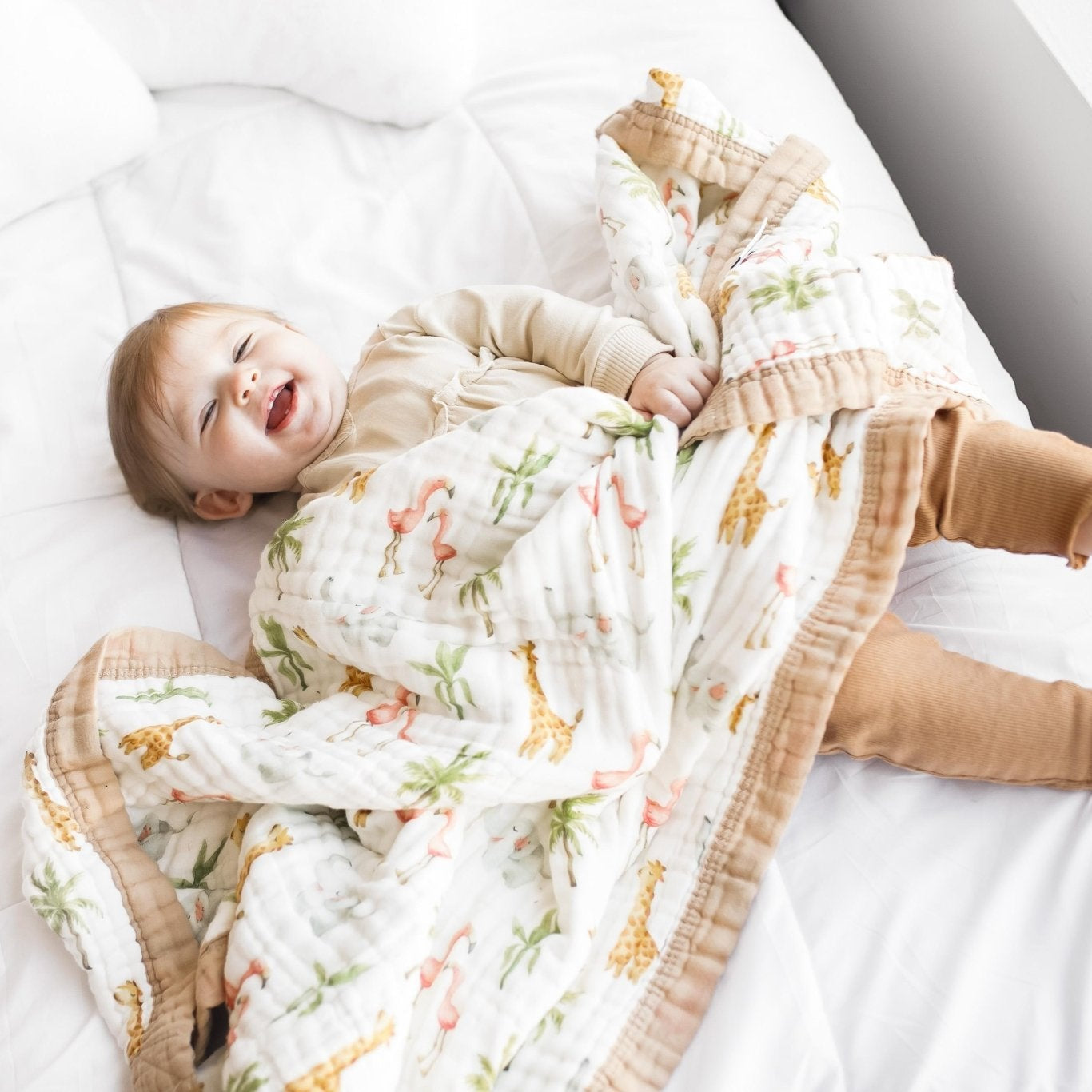 Organic Cotton Muslin Baby Blanket for Boys and Girls - Luxurious Soft Toddler Quilt for Swaddling - Gender Neutral Blanket