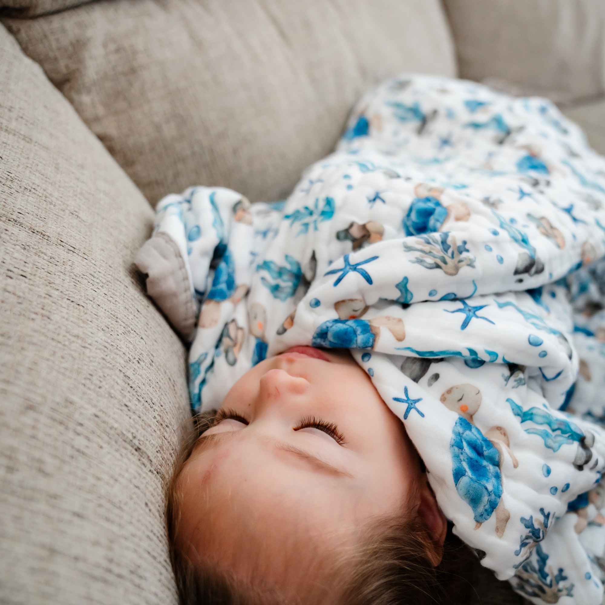 &quot;Sea Turtle&quot; 100% Organic Cotton Baby &amp; Toddler Blanket
