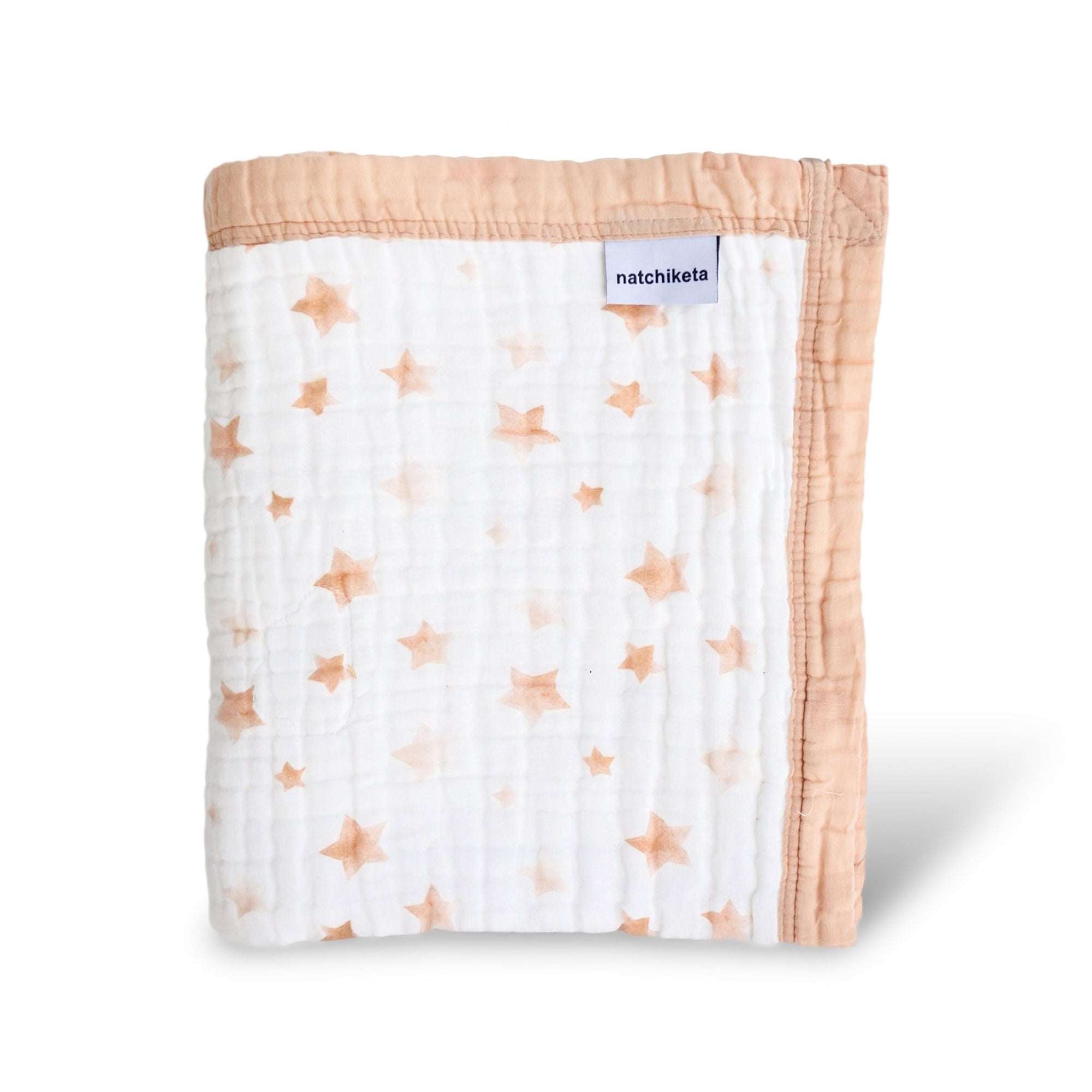 Nachiketa 'Neutral Star' 100% Organic Cotton Baby & Toddler Blanket – Super Soft Baby Blanket, Luxury Baby Shower Gift, Gender Neutral Baby Blanket, Organic Cotton Muslin Baby Blanket, Baby Essentials, Baby Blankets for Boys and Girls, Toddler Quilt, Nursery Quilt, Stroller Blanket, Cute Baby Blankets