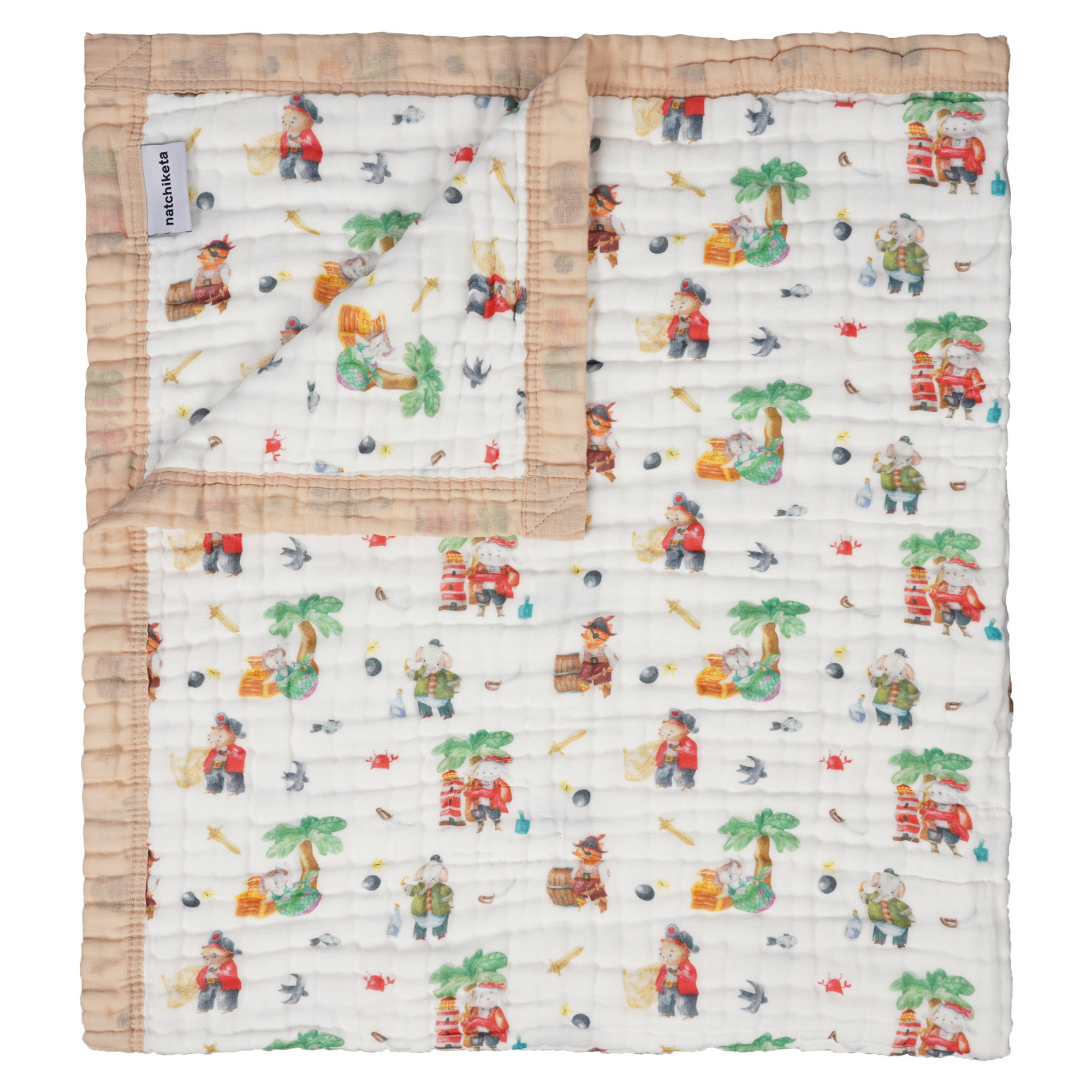 &quot;Pirate Animals&quot; 100% Organic Cotton Baby &amp; Toddler Blanket