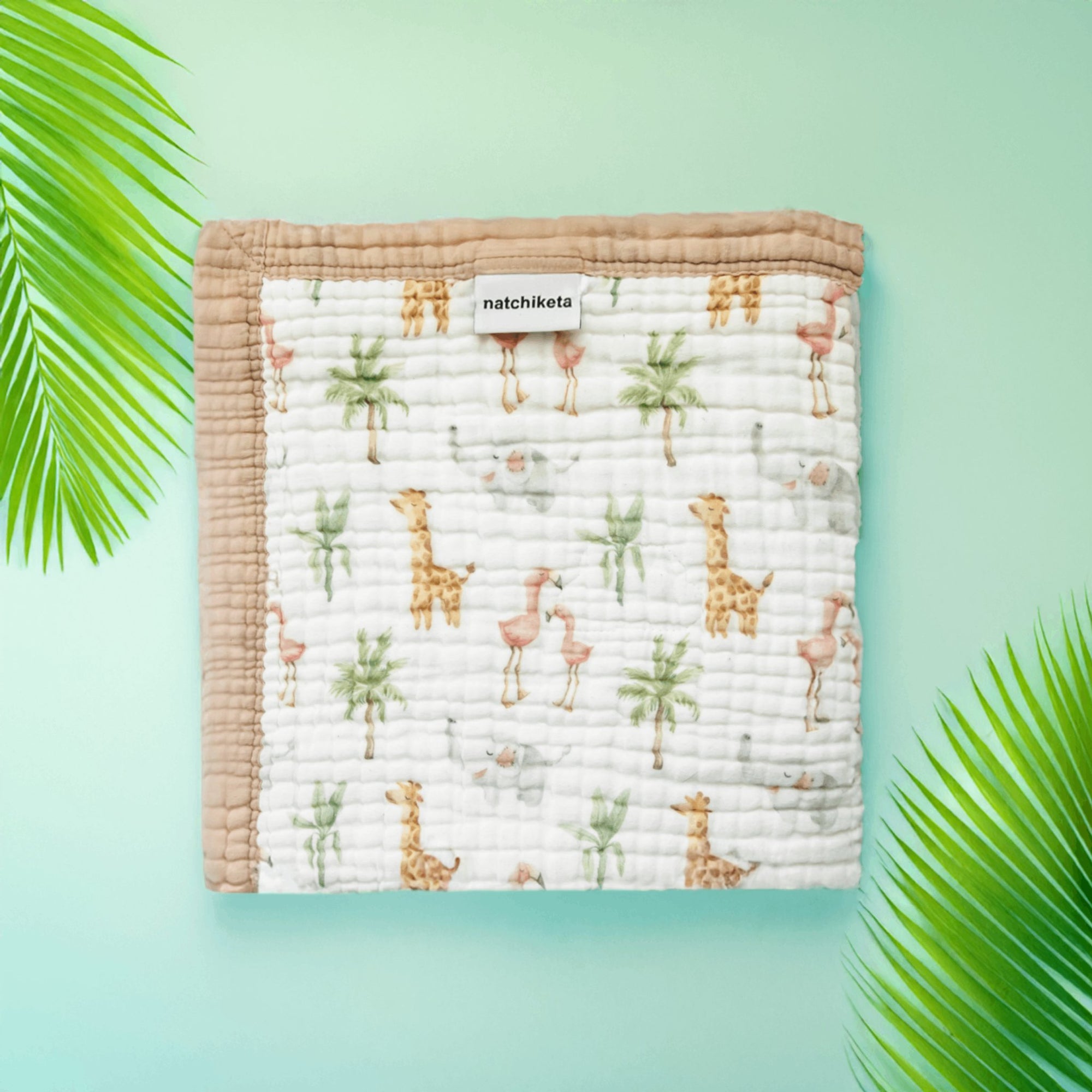 Nachiketa &#39;Jungle&#39; 100% Organic Cotton Baby &amp; Toddler Blanket – Super Soft Baby Blanket, Luxury Baby Shower Gift, Gender Neutral Baby Blanket, Organic Cotton Muslin Baby Blanket, Baby Essentials, Baby Blankets for Boys and Girls, Toddler Quilt, Nursery Quilt, Stroller Blanket, Cute Baby Blankets