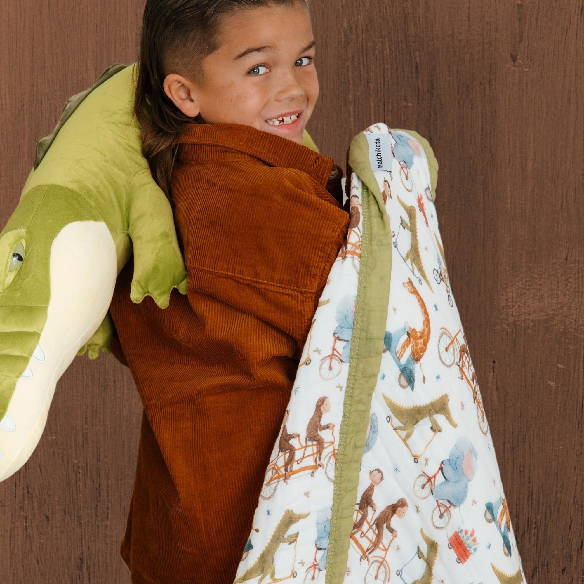 Nachiketa &#39;Gator on The Go&#39; 100% Organic Cotton Baby &amp; Toddler Blanket – Super Soft Baby Blanket, Luxury Baby Shower Gift, Gender Neutral Baby Blanket, Organic Cotton Muslin Baby Blanket, Baby Essentials, Baby Blankets for Boys and Girls, Toddler Quilt, Nursery Quilt, Stroller Blanket, Cute Baby Blankets