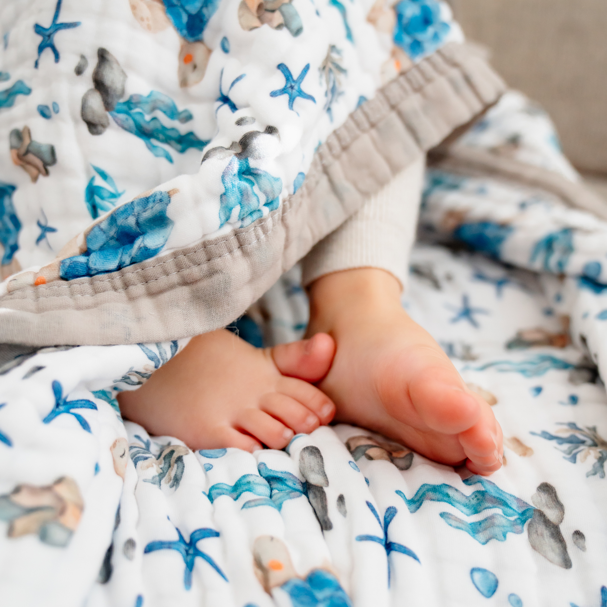 &quot;Sea Turtle&quot; 100% Organic Cotton Baby &amp; Toddler Blanket
