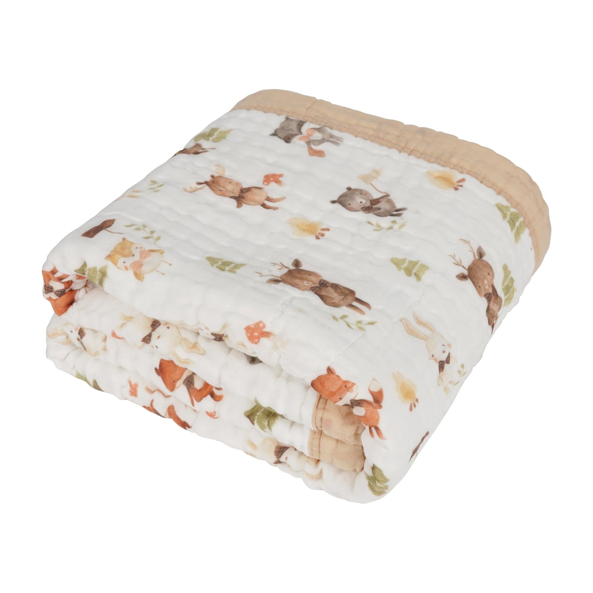 Nachiketa &#39;Forest Friends&#39; 100% Organic Cotton Baby &amp; Toddler Blanket – Super Soft Baby Blanket, Luxury Baby Shower Gift, Gender Neutral Baby Blanket, Organic Cotton Muslin Baby Blanket, Baby Essentials, Baby Blankets for Boys and Girls, Toddler Quilt, Nursery Quilt, Stroller Blanket, Cute Baby Blankets