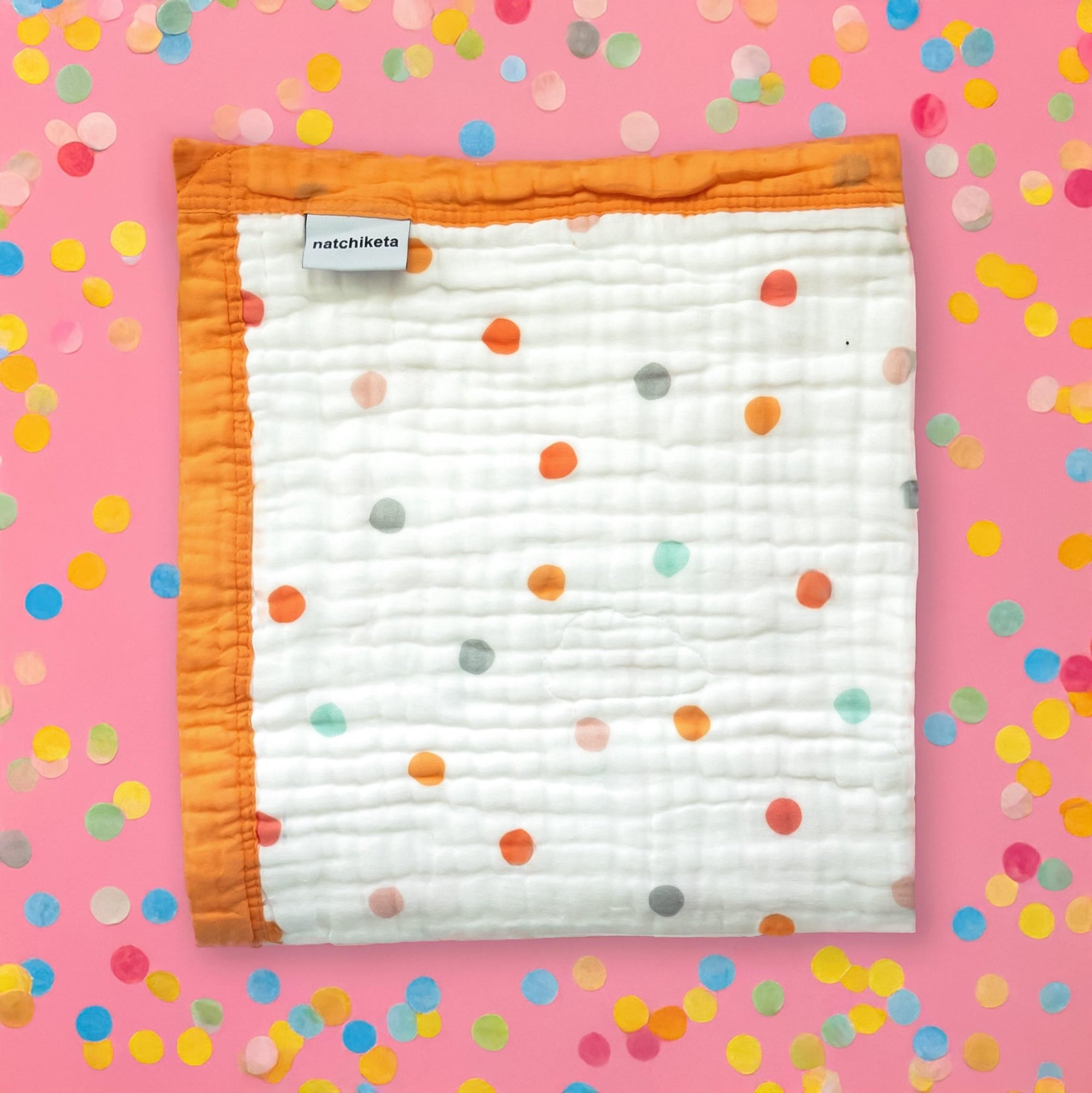Nachiketa &#39;Bright Dot&#39; 100% Organic Cotton Baby &amp; Toddler Blanket – Super Soft Baby Blanket, Luxury Baby Shower Gift, Gender Neutral Baby Blanket, Organic Cotton Muslin Baby Blanket, Baby Essentials, Baby Blankets for Boys and Girls, Toddler Quilt, Nursery Quilt, Stroller Blanket, Cute Baby Blankets