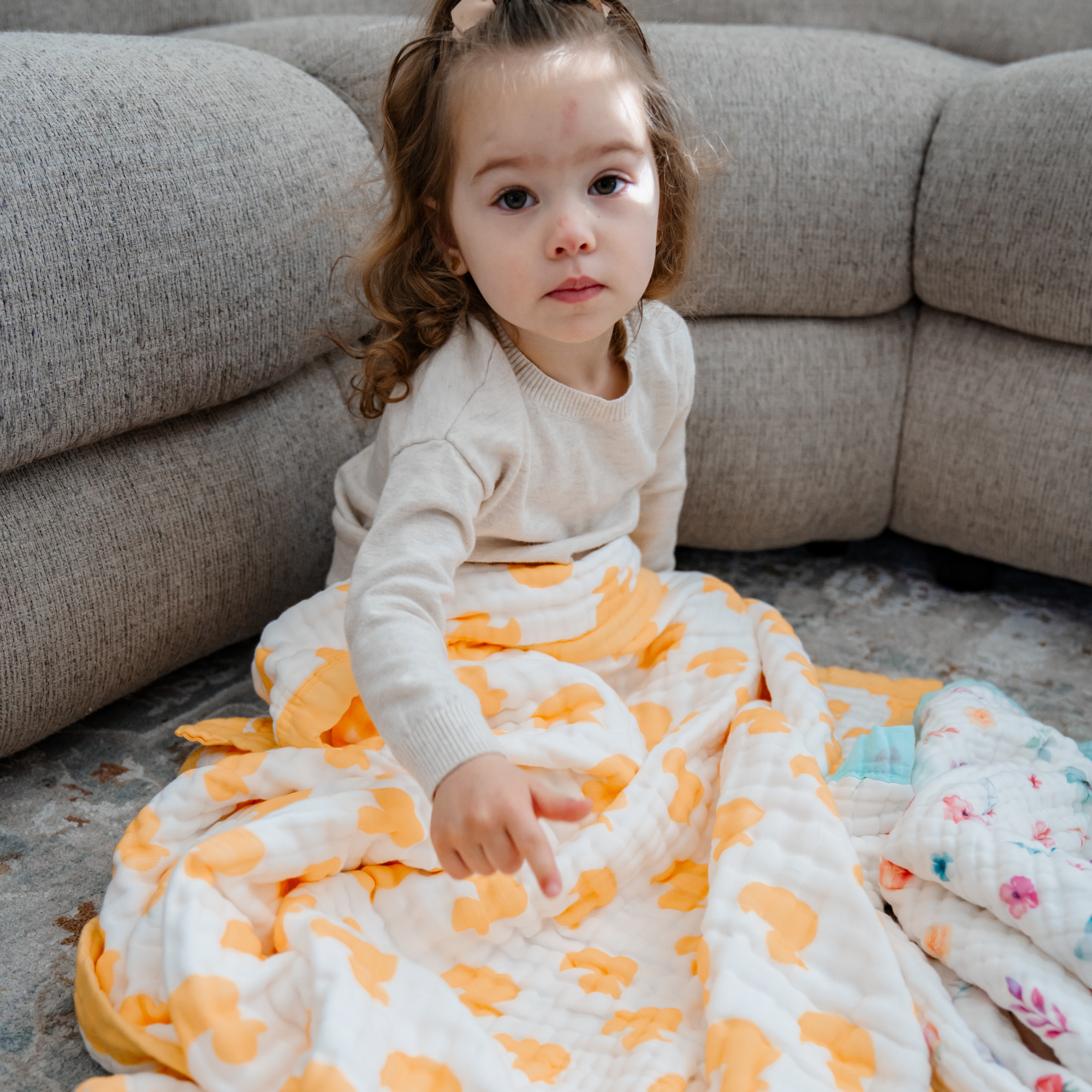 Baby Blanket Rubber Ducky and Pastel Floral